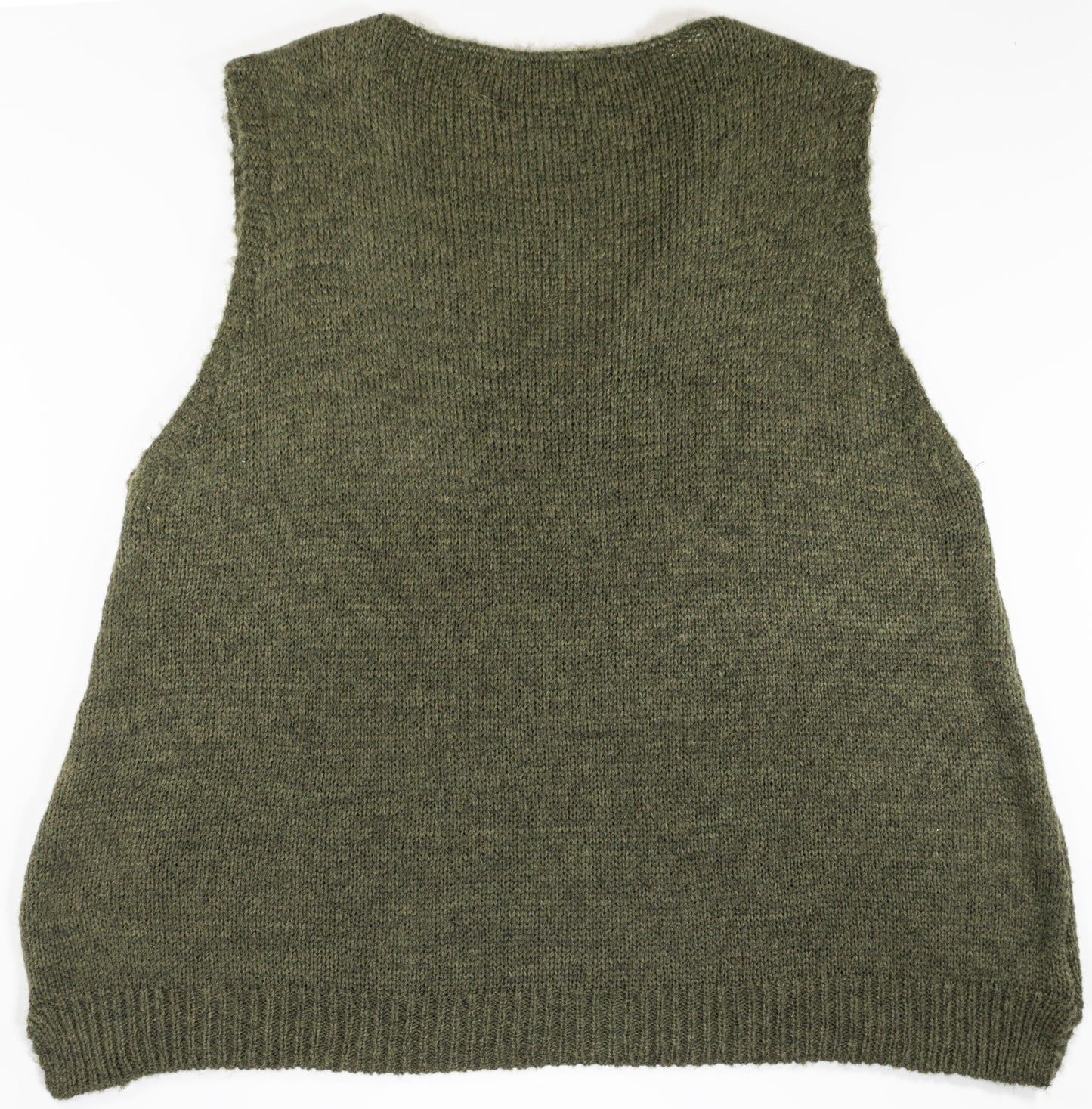 Chaleco de punto verde oliva con escote en pico