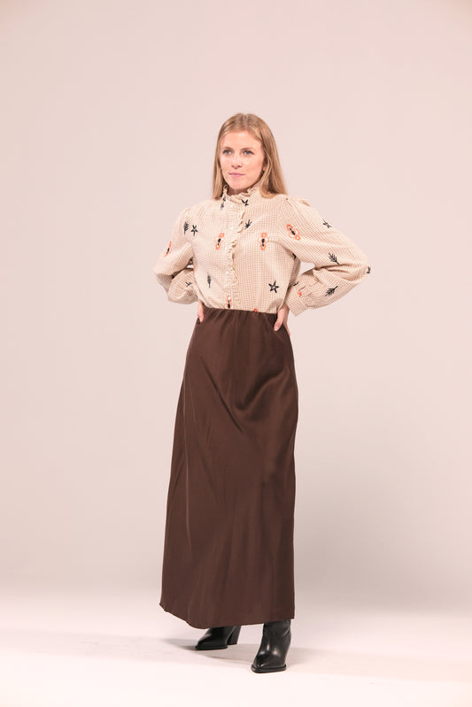 Falda midi satinada