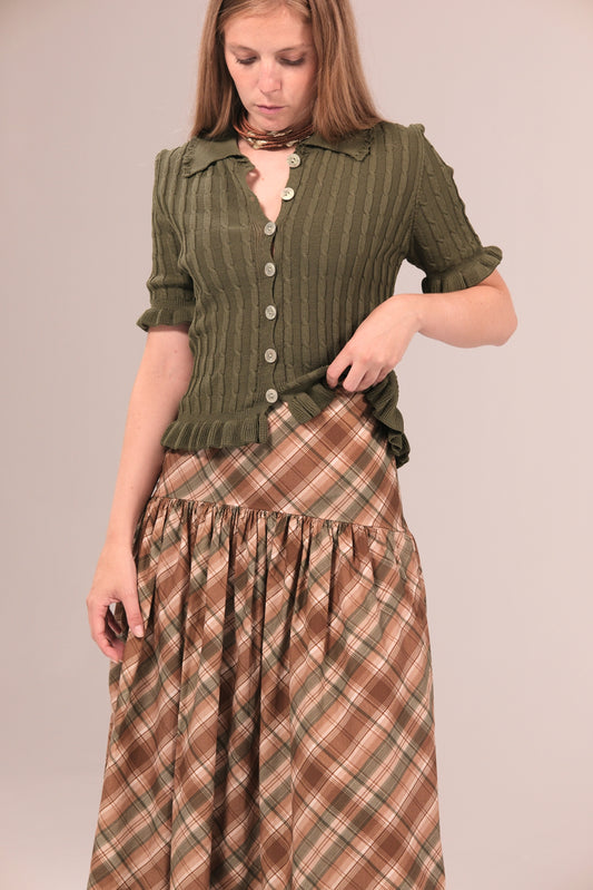 Falda midi de cuadros