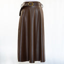 Falda cuero marrón con cinturón