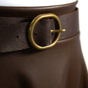 Falda cuero marrón con cinturón