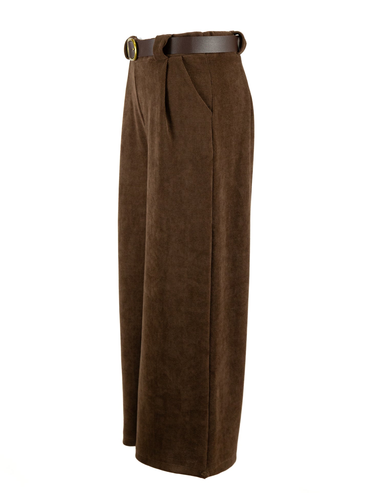 Pantalón de pana marrón con cinturón