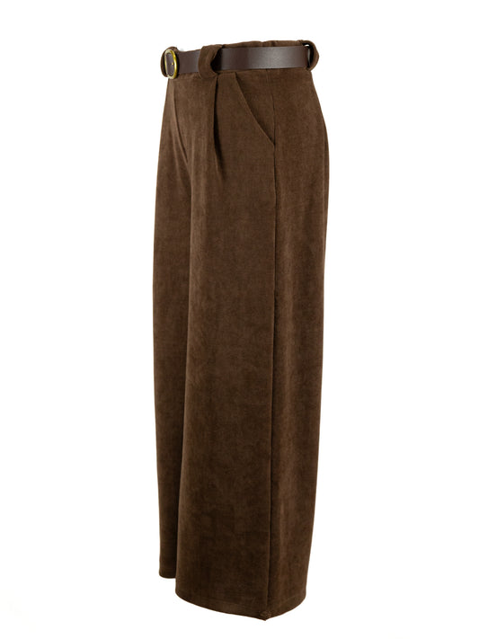 Pantalón de pana marrón con cinturón