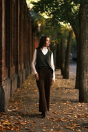 Pantalón de pana marrón con cinturón