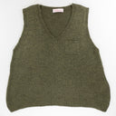 Chaleco de punto verde oliva con escote en pico